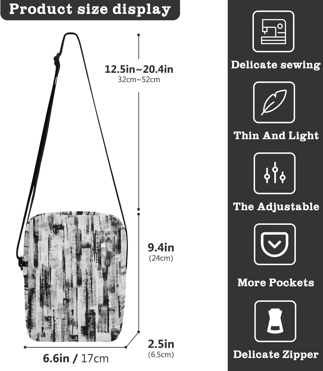 Oyihfvs Messenger Bag, Men's Crossbody Bag, Women's Crossbody Bag with Adjustable Strap