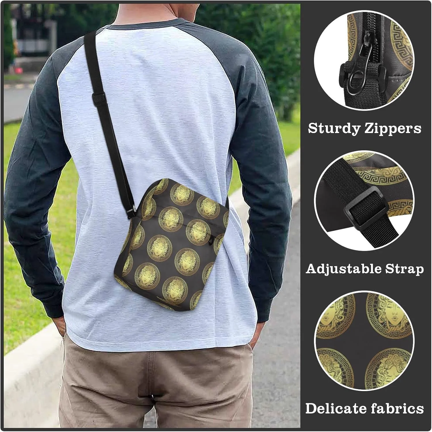 Oyihfvs Messenger Bag, Men's Crossbody Bag, Women's Crossbody Bag with Adjustable Strap