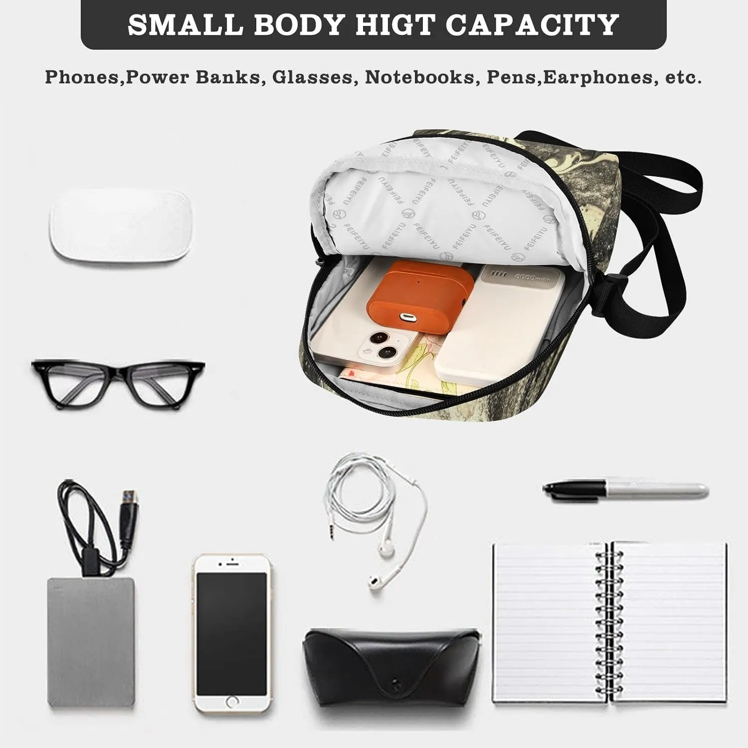 Oyihfvs Messenger Bag, Men's Crossbody Bag, Women's Crossbody Bag with Adjustable Strap