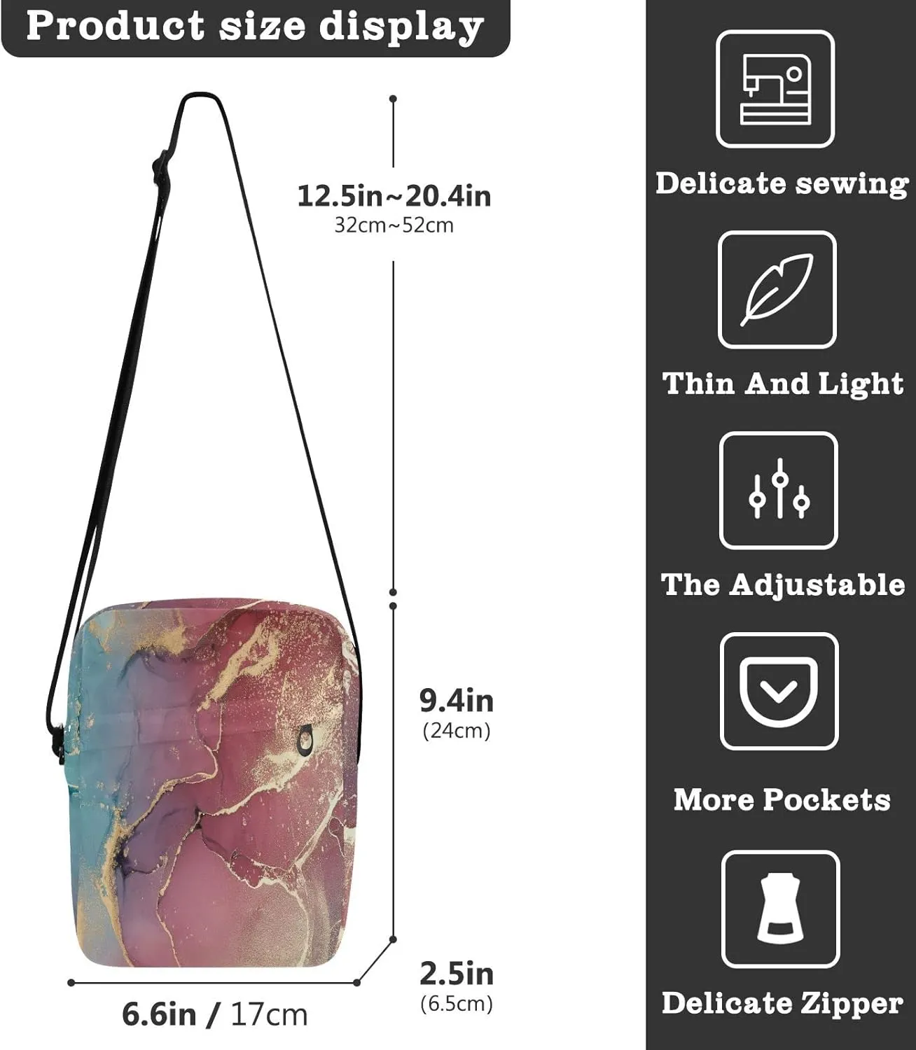 Oyihfvs Messenger Bag, Men's Crossbody Bag, Women's Crossbody Bag with Adjustable Strap
