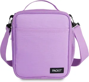PackIt® Freezable Crossbody Lunch Box, Lavender, Built with ECOFREEZE® Technology, Fully Freezable, Collapsible, Reusable, With Top Handle, Front Slip Pocket. Effortlessly Carry, Fresh Every Time.