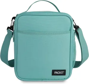 PackIt® Freezable Crossbody Lunch Box, Sage, Built with ECOFREEZE® Technology, Fully Freezable, Collapsible, Reusable, With Top Handle, Front Slip Pocket. Effortlessly Carry, Fresh Every Time.