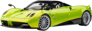 Pagani Huayra Roadster Verde Firenze Green Metallic and Carbon with Luggage Set 1/18 Model Car by Autoart 78288
