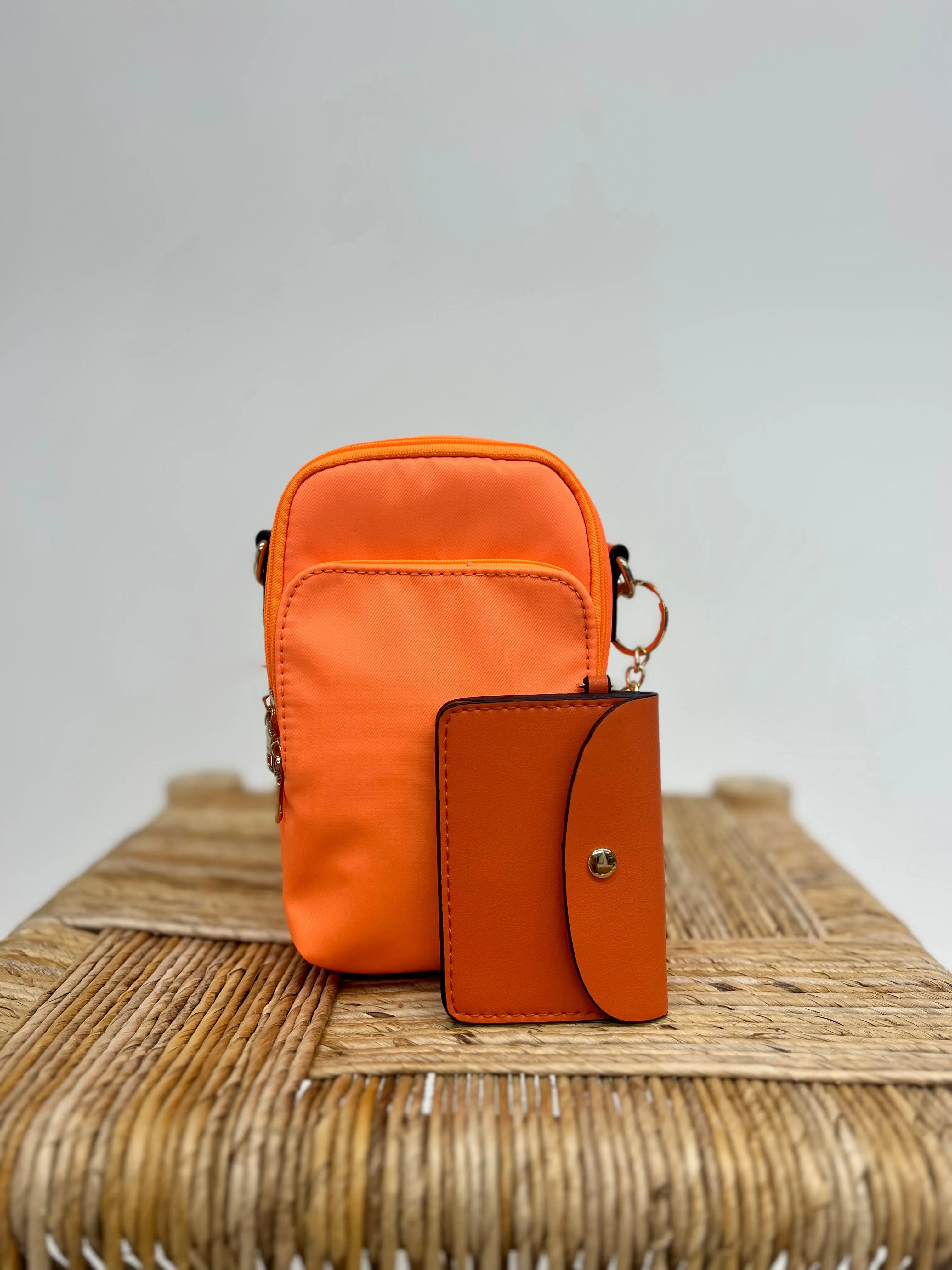 Parker Nylon 3 Compartment Crossbody with Pouch, Neon Orange