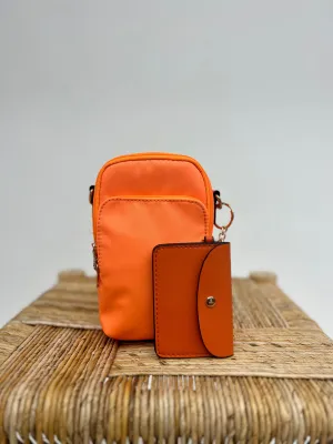 Parker Nylon 3 Compartment Crossbody with Pouch, Neon Orange