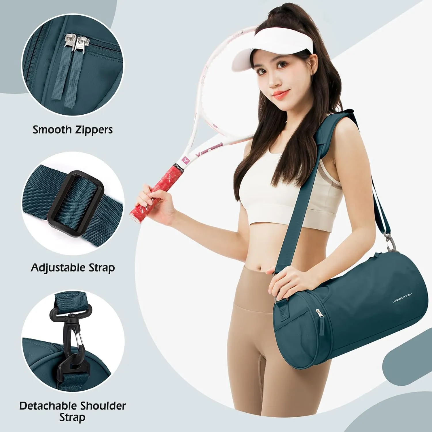Peacock Blue Mini Duffle Bag - Waterproof Gym, Workout & Travel Bag for Women & Men