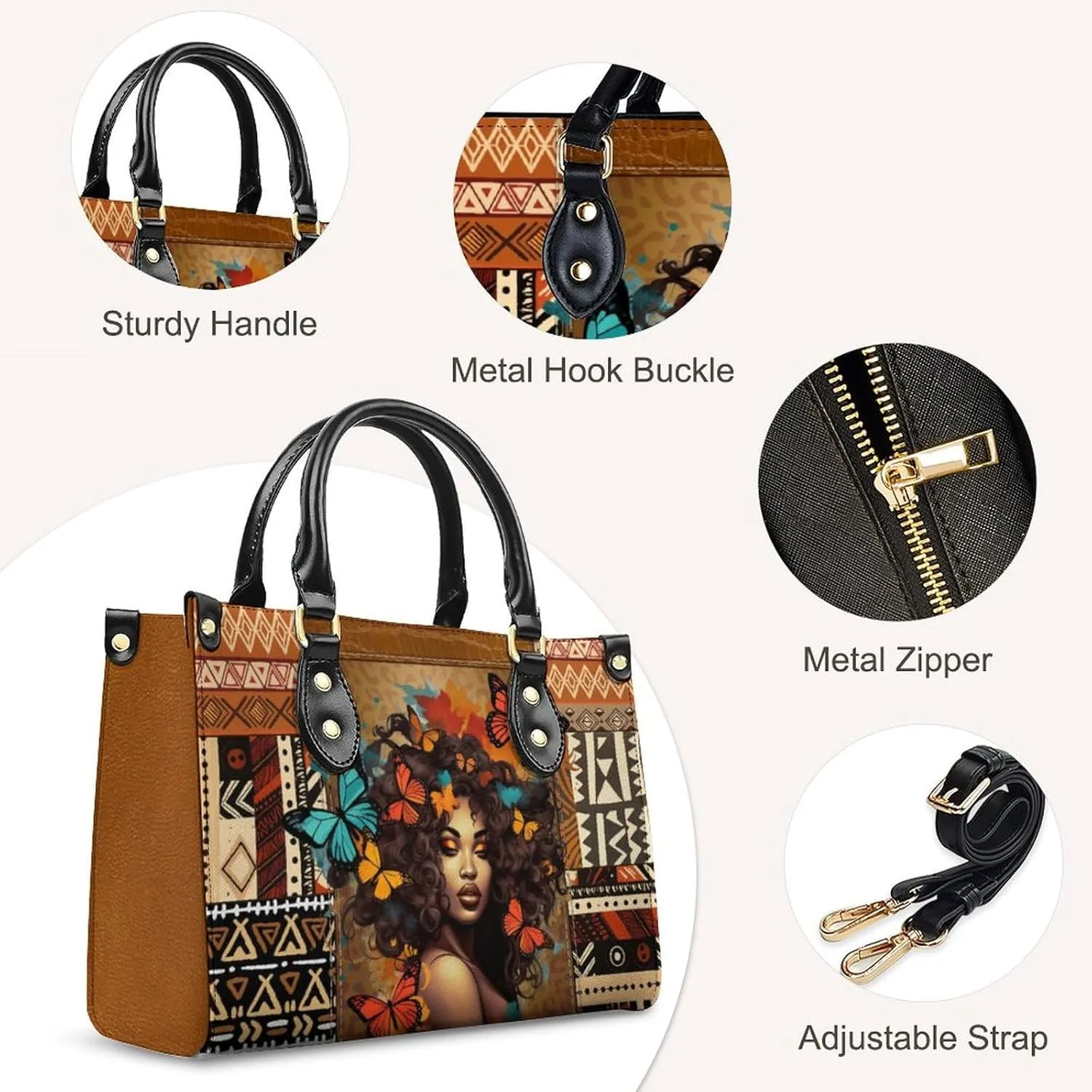 Personalized Leather Handbags for Women - Fashion Casual Shoulder Tote Bag - Gifts for Women Mom Grandma