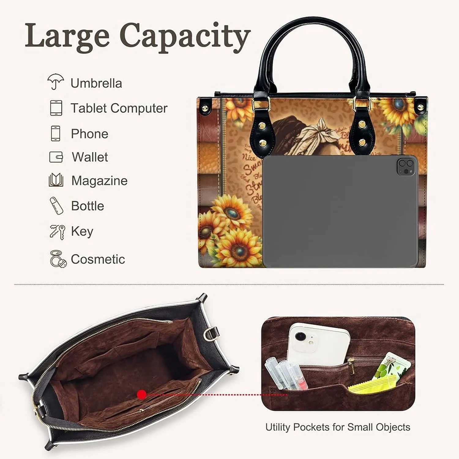 Personalized Leather Handbags for Women - Fashion Casual Shoulder Tote Bag - Gifts for Women Mom Grandma
