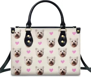 Personalized Purse for Women, Custom Name Photo Handbag Gifts for Her, Casual Tote Bag for Mom Teacher Bridesmaid Sister