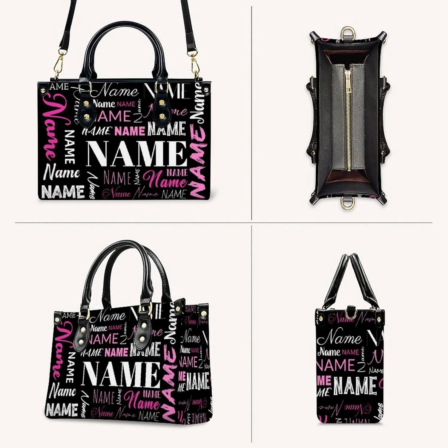 Personalized Purse for Women, Custom Name Photo Handbag Gifts for Her, Casual Tote Bag for Mom Teacher Bridesmaid Sister