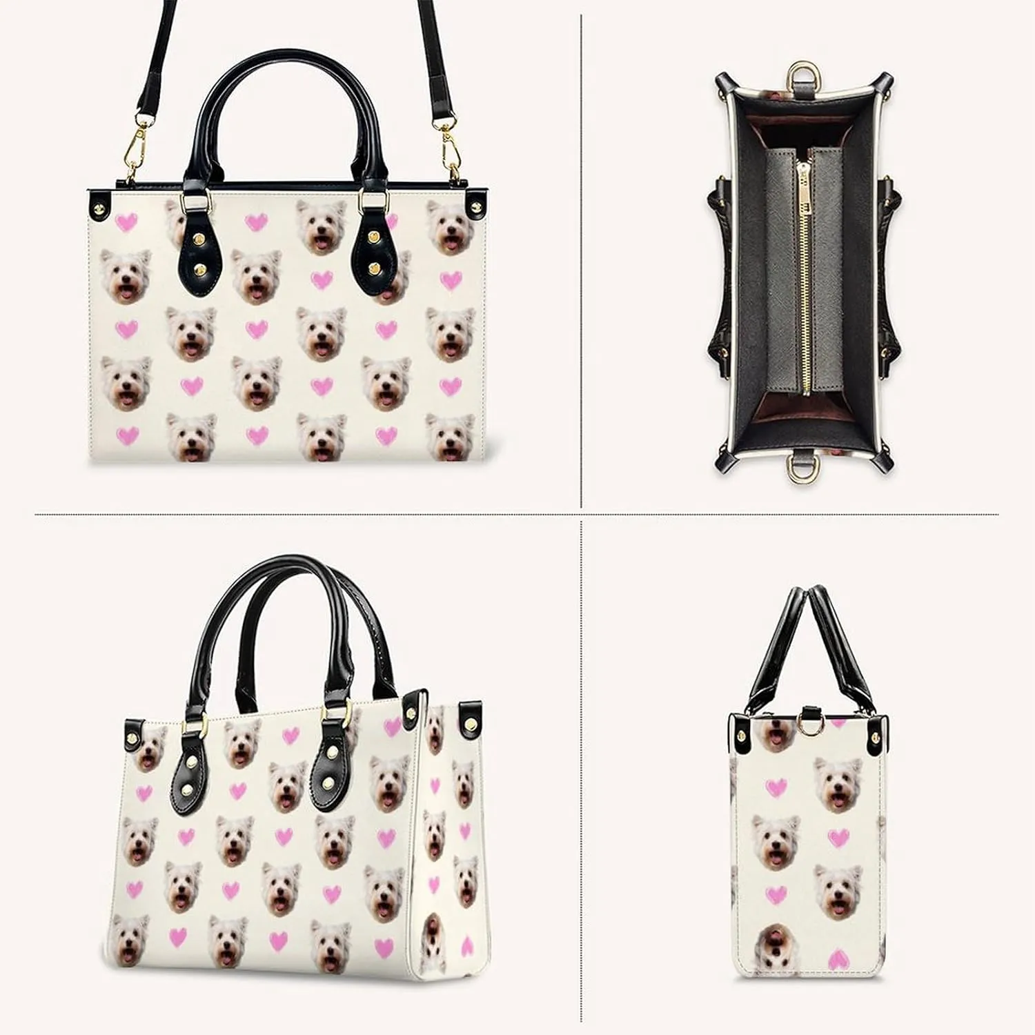 Personalized Purse for Women, Custom Name Photo Handbag Gifts for Her, Casual Tote Bag for Mom Teacher Bridesmaid Sister