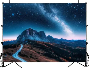 Photography Backdrop Photography Background Milky Way Above Mountains Summer Landscape Alpine for Photoshoot Portrait Photo Studio Video Prop Birthday Party Booth Decoration 7x5ft