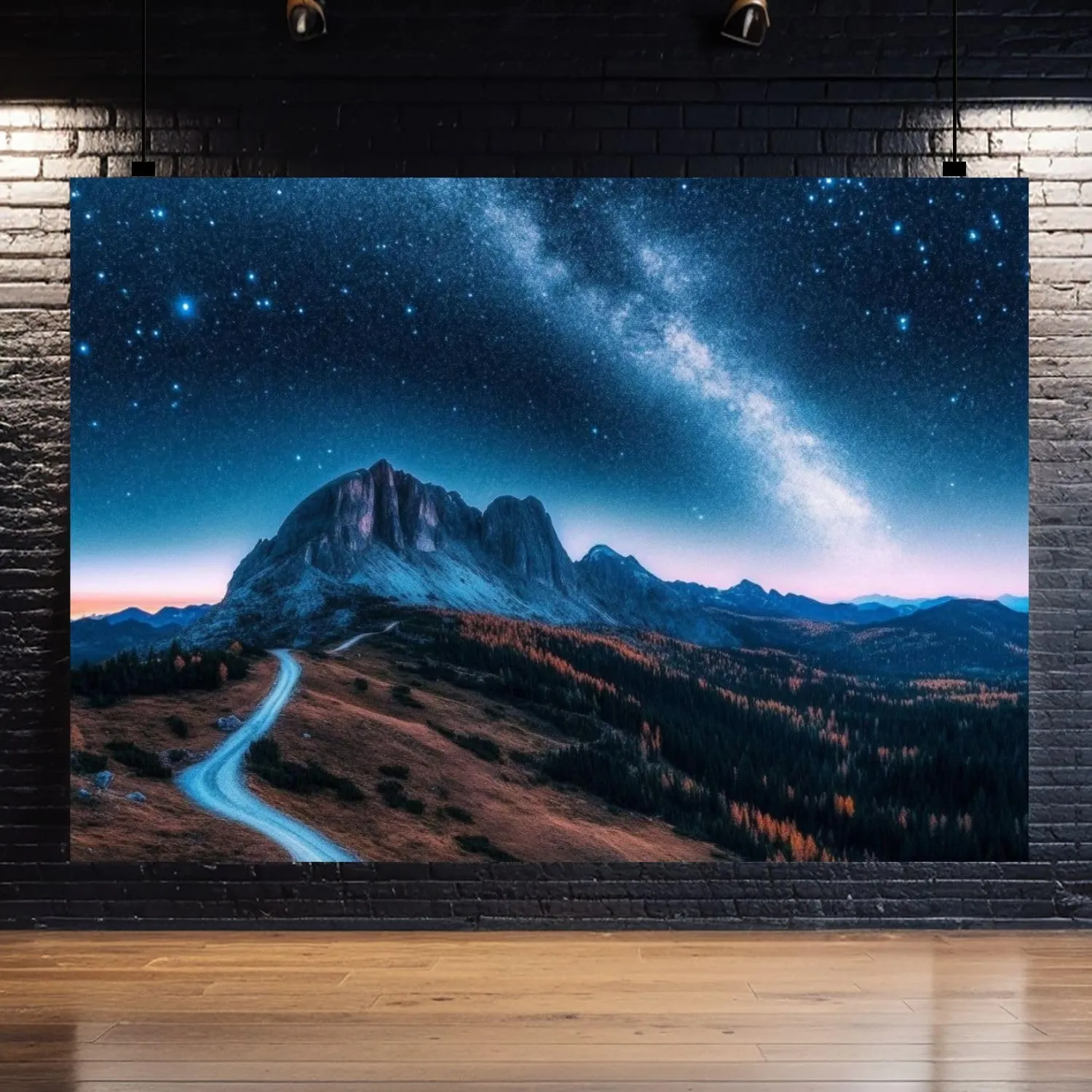 Photography Backdrop Photography Background Milky Way Above Mountains Summer Landscape Alpine for Photoshoot Portrait Photo Studio Video Prop Birthday Party Booth Decoration 7x5ft