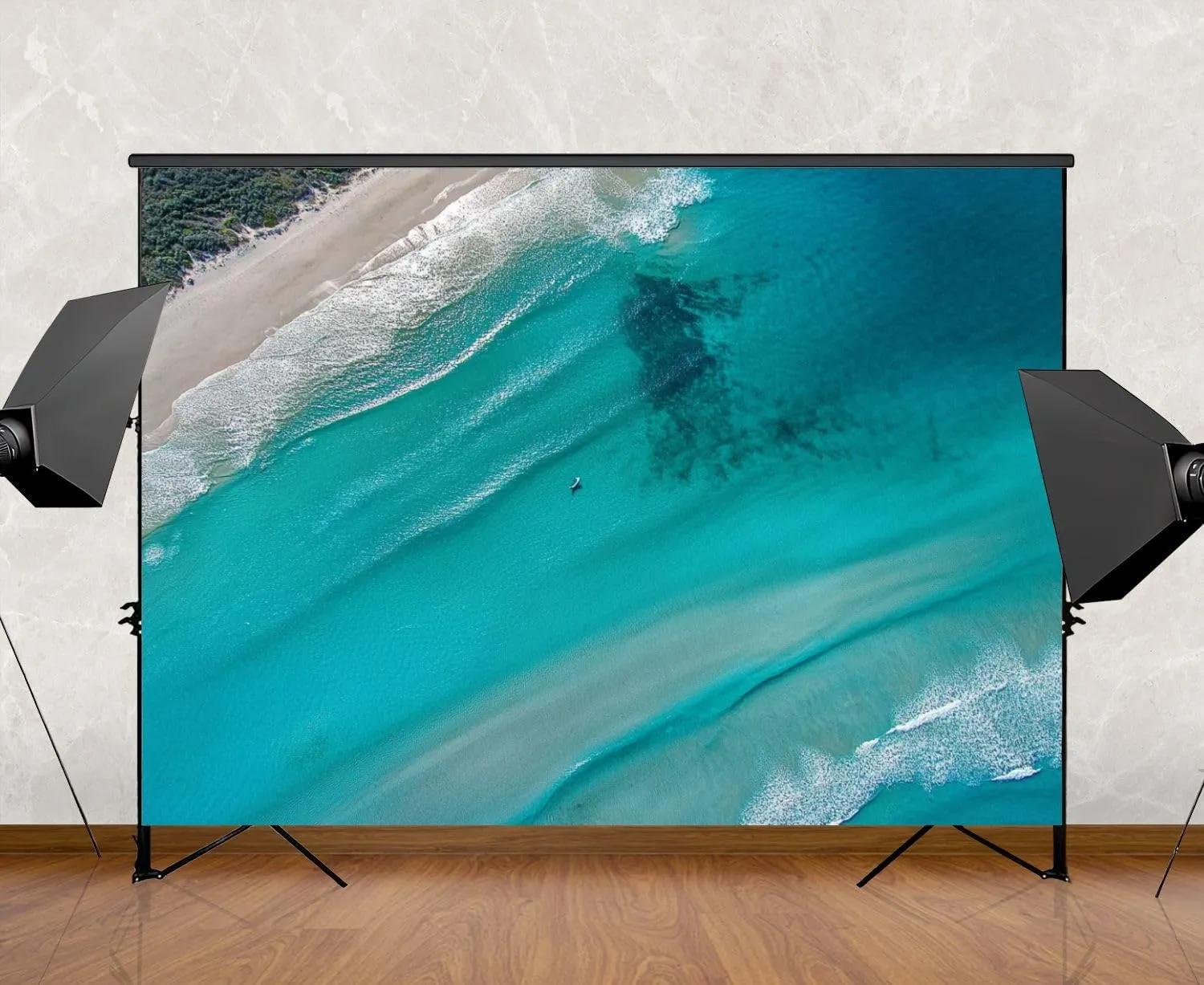 Photography Backdrop Photography Background Noosa Sunrise Scene Beautiful Sand Surfers Water for Photoshoot Portrait Photo Studio Video Prop Birthday Party Booth Decoration 7x5ft