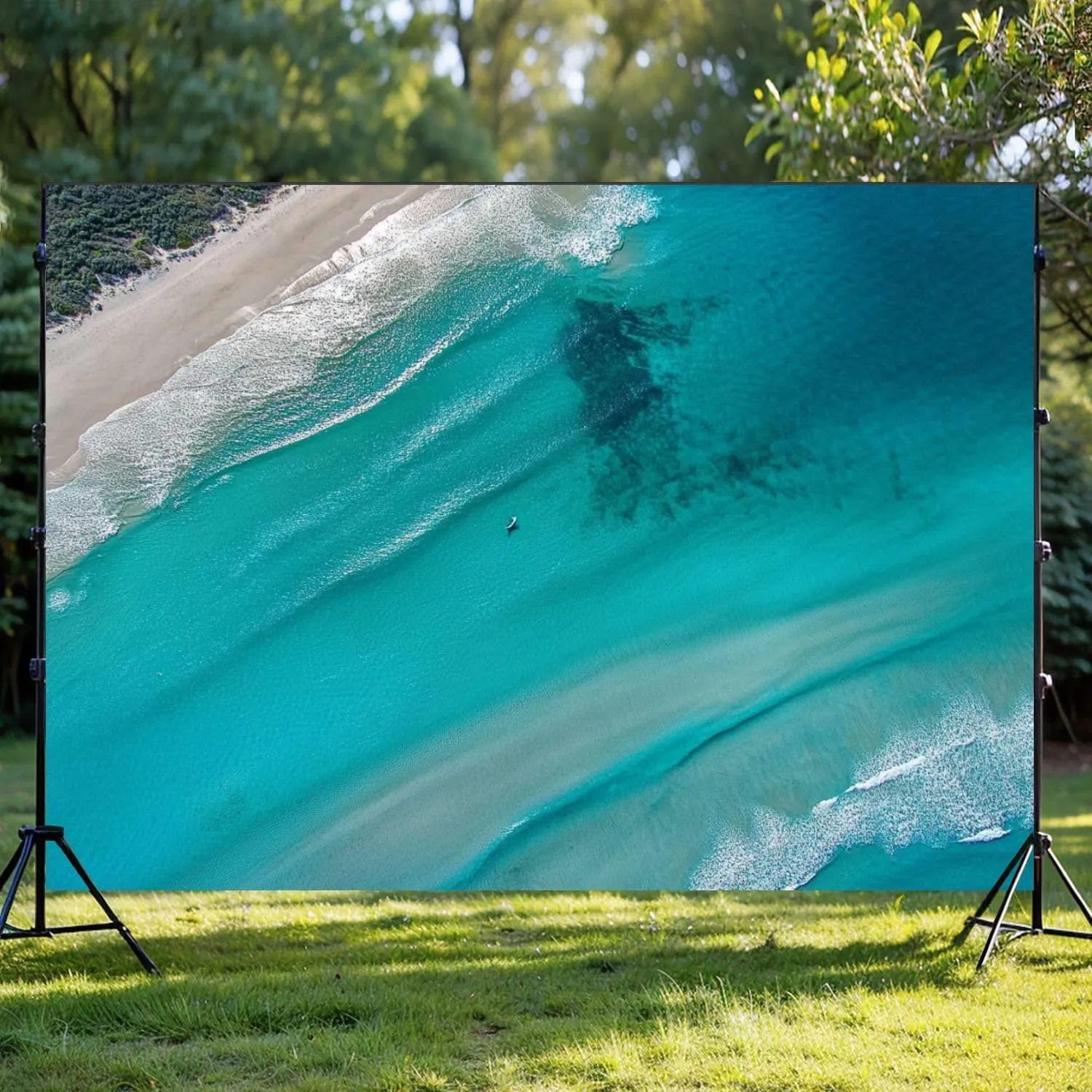 Photography Backdrop Photography Background Noosa Sunrise Scene Beautiful Sand Surfers Water for Photoshoot Portrait Photo Studio Video Prop Birthday Party Booth Decoration 7x5ft