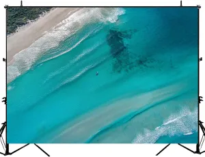Photography Backdrop Photography Background Noosa Sunrise Scene Beautiful Sand Surfers Water for Photoshoot Portrait Photo Studio Video Prop Birthday Party Booth Decoration 7x5ft