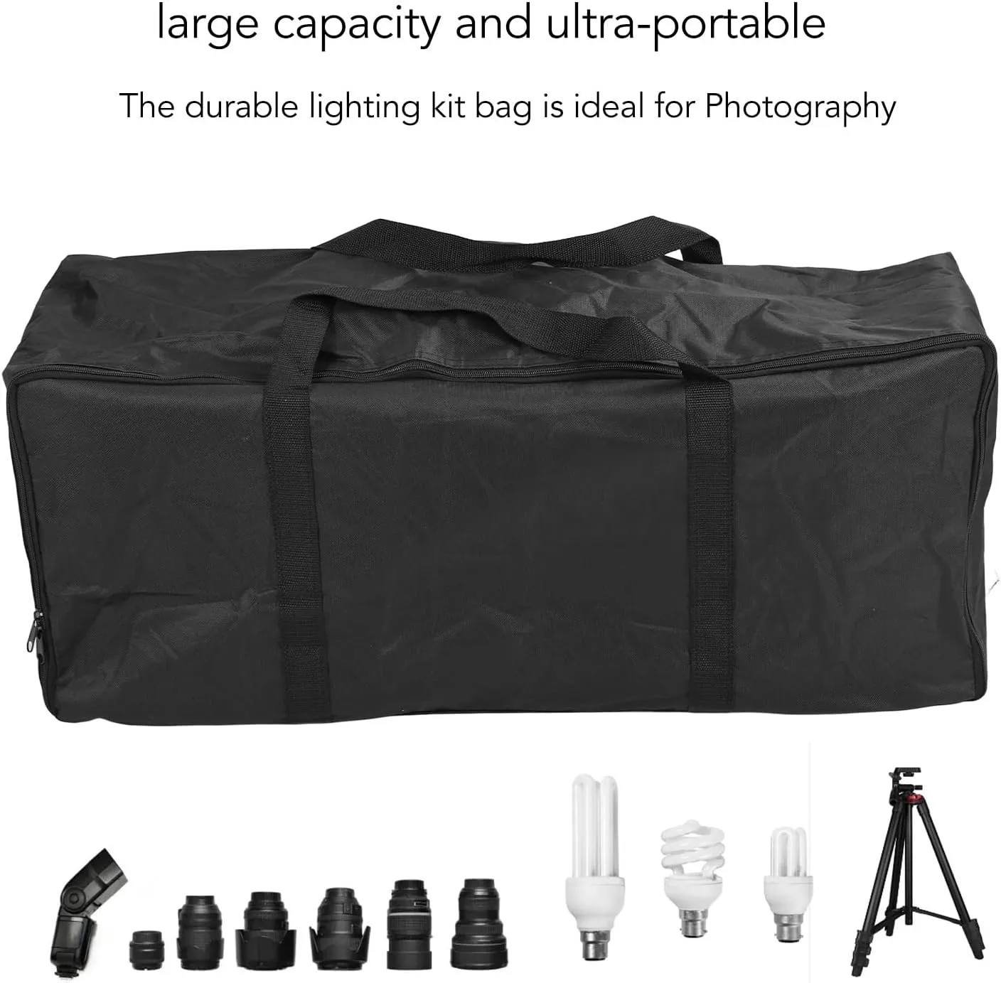 Photography Studio Lighting Equipment Bag, Portable Oxford Cloth Duffel Bag for Tripods, Stands, Lights, 10kg Capacity, Travel Gym Sports Camping for Outdoor Activities and More