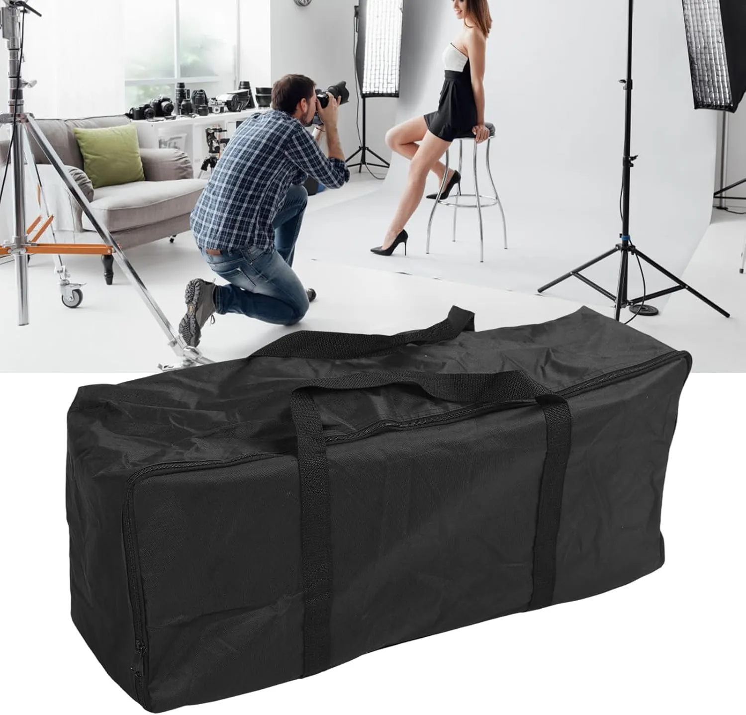 Photography Studio Lighting Equipment Bag, Portable Oxford Cloth Duffel Bag for Tripods, Stands, Lights, 10kg Capacity, Travel Gym Sports Camping for Outdoor Activities and More
