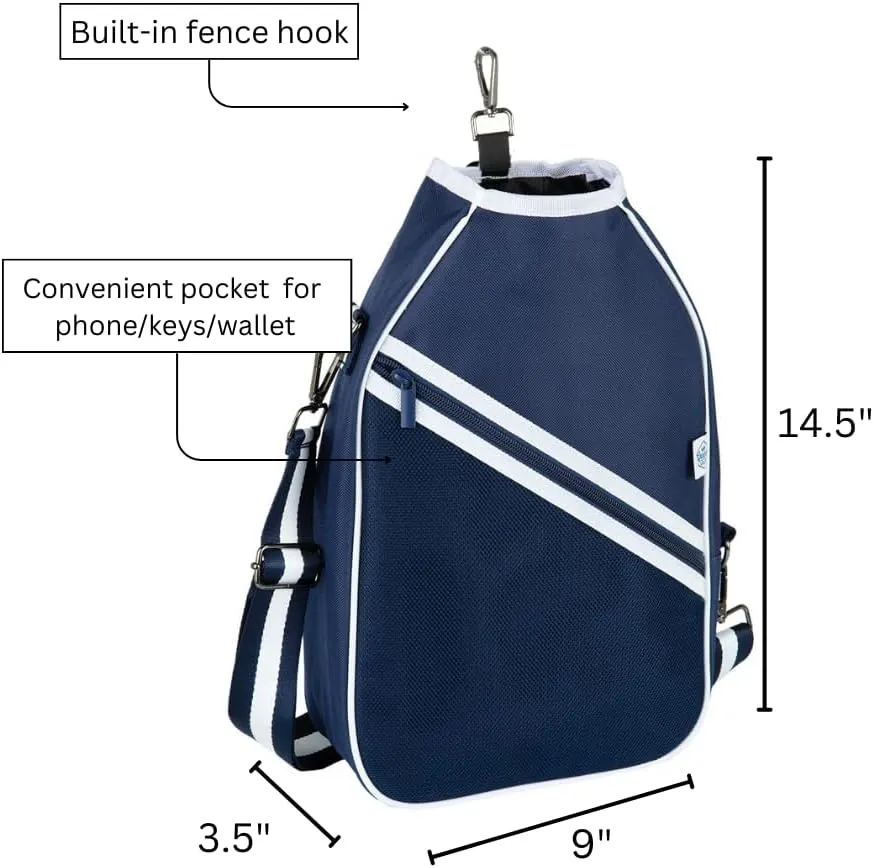Pickleball Paddle Bag Crossbody style for Women, small pickleball bag with fence hook, lightweight pickleball crossbody bag