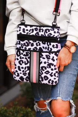 Pink Leopard Neoprene Crossbody Bag