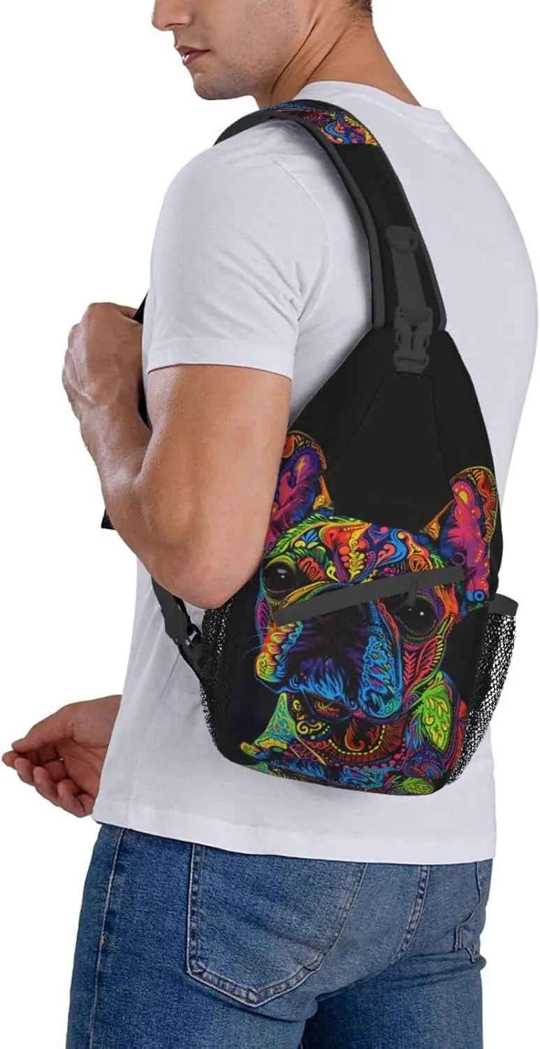 Pitbull Florecent Dog Sling Backpack Hiking Backpack Crossbody Bag Sports Lightweight And waterproof Chest Bag Shoulder Bag For Women Men