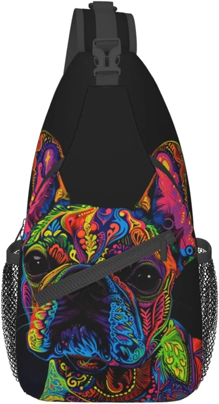 Pitbull Florecent Dog Sling Backpack Hiking Backpack Crossbody Bag Sports Lightweight And waterproof Chest Bag Shoulder Bag For Women Men