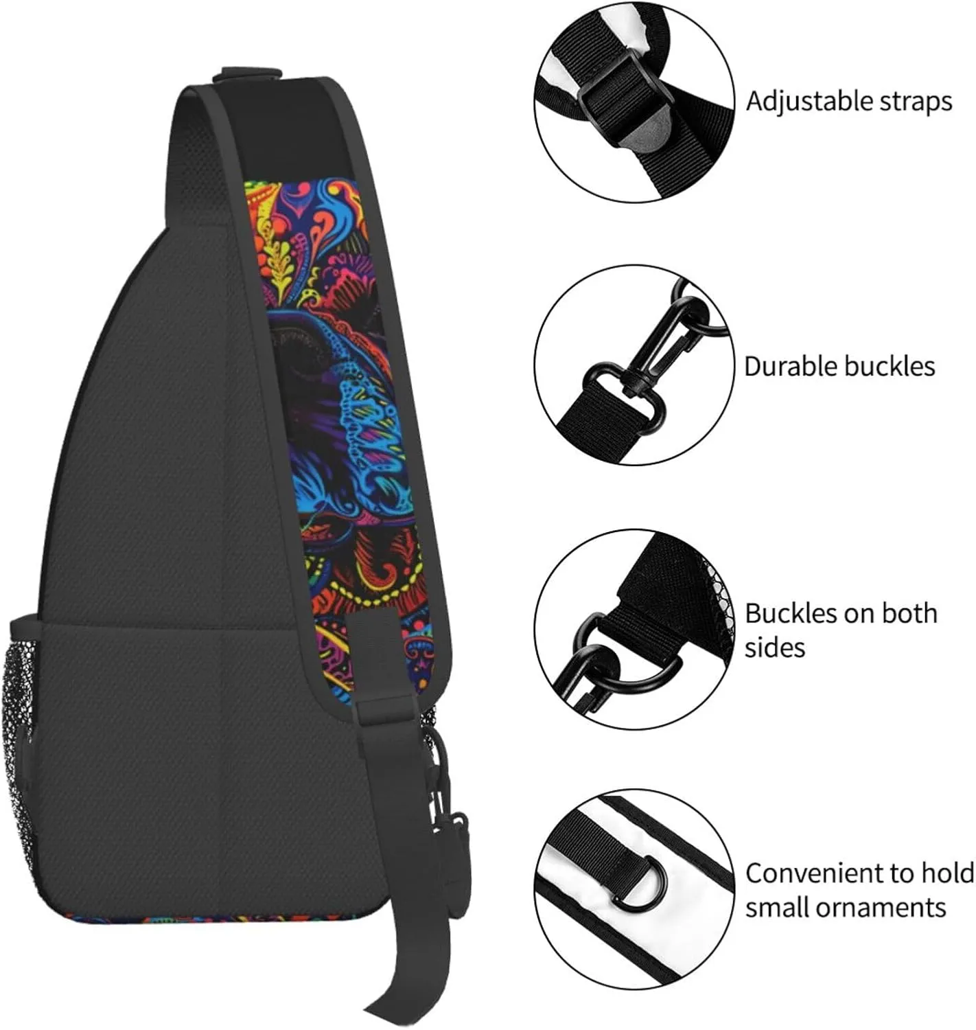 Pitbull Florecent Dog Sling Backpack Hiking Backpack Crossbody Bag Sports Lightweight And waterproof Chest Bag Shoulder Bag For Women Men