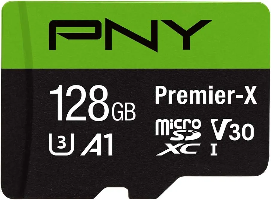 PNY 128GB Premier-X Class 10 U3 V30 microSDXC Flash Memory Card - 100MB/s, Class 10, U3, V30, A1, 4K UHD, Full HD, UHS-I, Micro SD