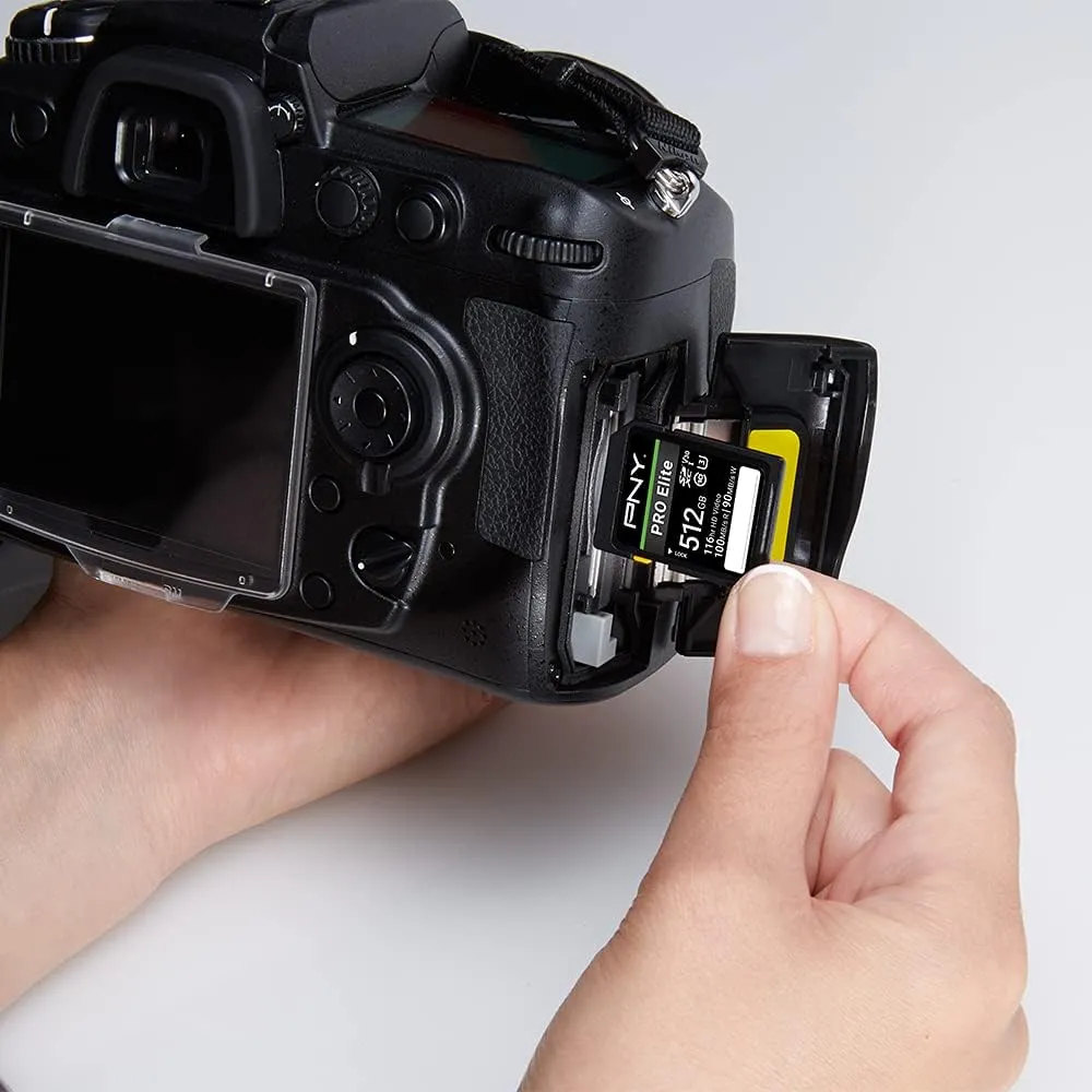 PNY 512GB PRO Elite Class 10 U3 V30 SDXC Flash Memory Card - 100MB/s, Class 10, U3, V30, 4K UHD, Full HD, UHS-I, Full Size SD