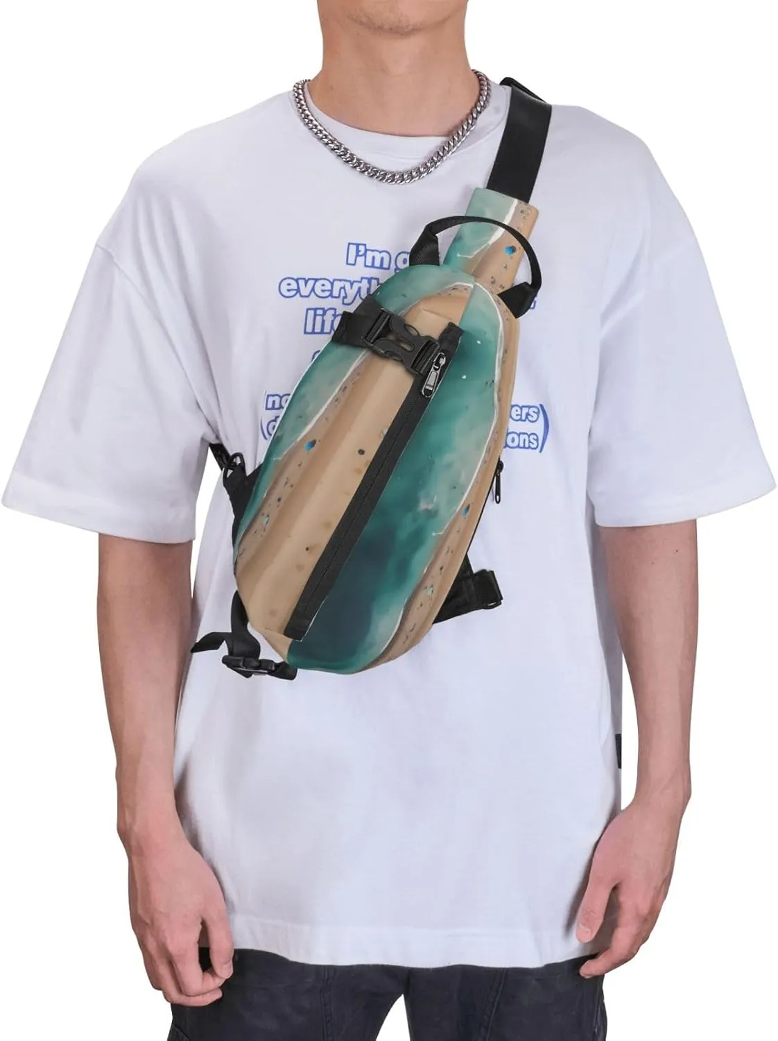Polyester Fiber Waterproof Waist Bag -Backpack 4 Pocket Compartments Ideal for Outdoor Activities Aerial view of the beach