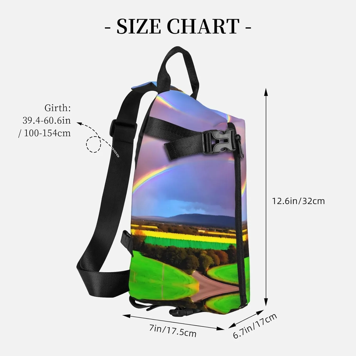 Polyester Fiber Waterproof Waist Bag -Backpack 4 Pocket Compartments Ideal for Outdoor Activities Evening Rainbow