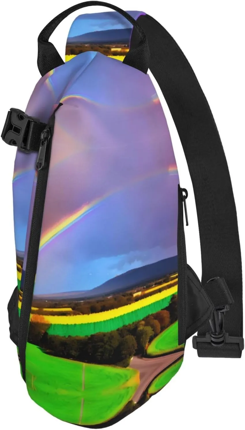 Polyester Fiber Waterproof Waist Bag -Backpack 4 Pocket Compartments Ideal for Outdoor Activities Evening Rainbow