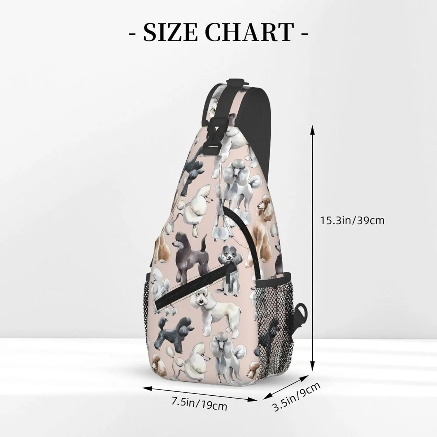Poodles Dogs Print Men's Cross Chest Bag Diagonally, Cute Crossbody Shoulder Backpack, 7.5" L x 3.5" W x 15.3" H