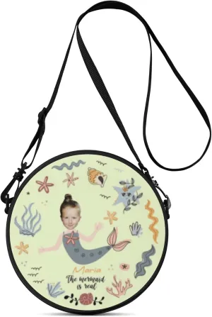 POPCUSTOMS Custom Photo Round Purse with Photo Text Personalized Crossbody Satchel Handbag with Adjustable Strap