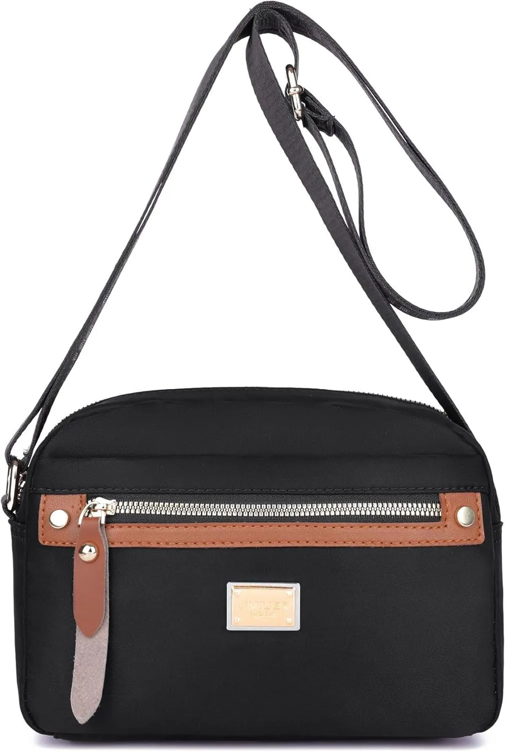 Popularate Nylon Crossbody Bag, Popularate Waterproof Nylon Crossbody Bag, with Zipper and Multi Pockets