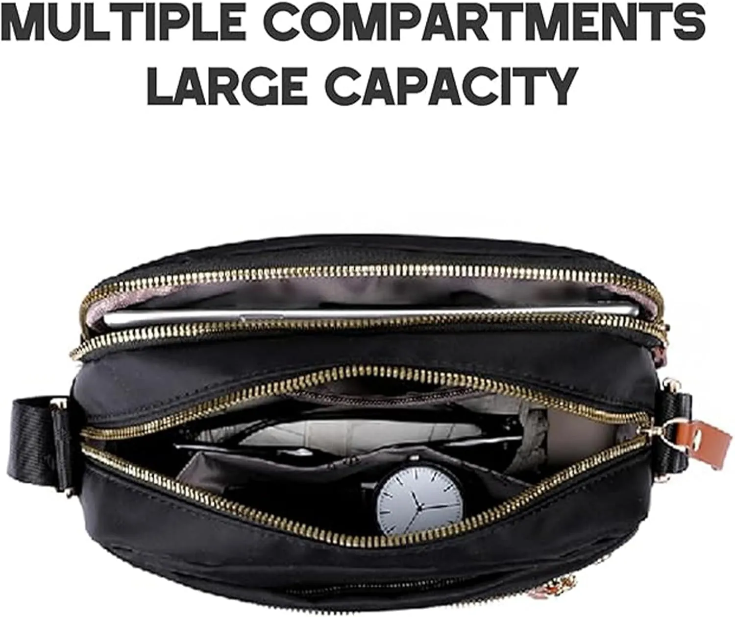 Popularate Nylon Crossbody Bag, Waterproof Lightweight Nylon Crossbody Bag With Zipper And Multi Pockets For Women