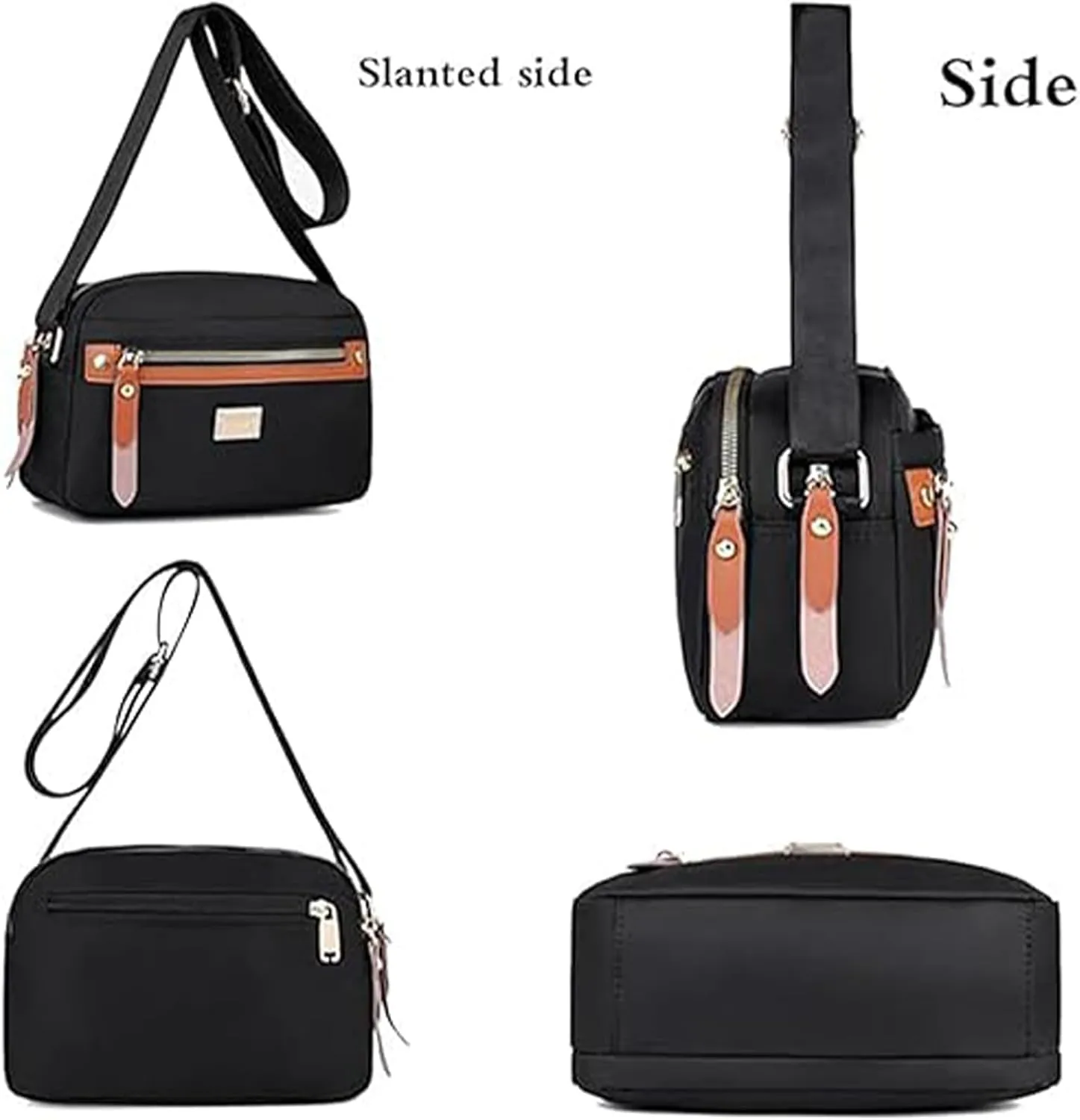 Popularate Nylon Crossbody Bag, Waterproof Lightweight Nylon Crossbody Bag With Zipper And Multi Pockets For Women
