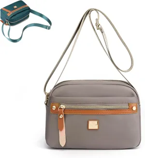 Popularate Nylon Crossbody Bag, Waterproof Lightweight Nylon Crossbody Bag With Zipper And Multi Pockets For Women