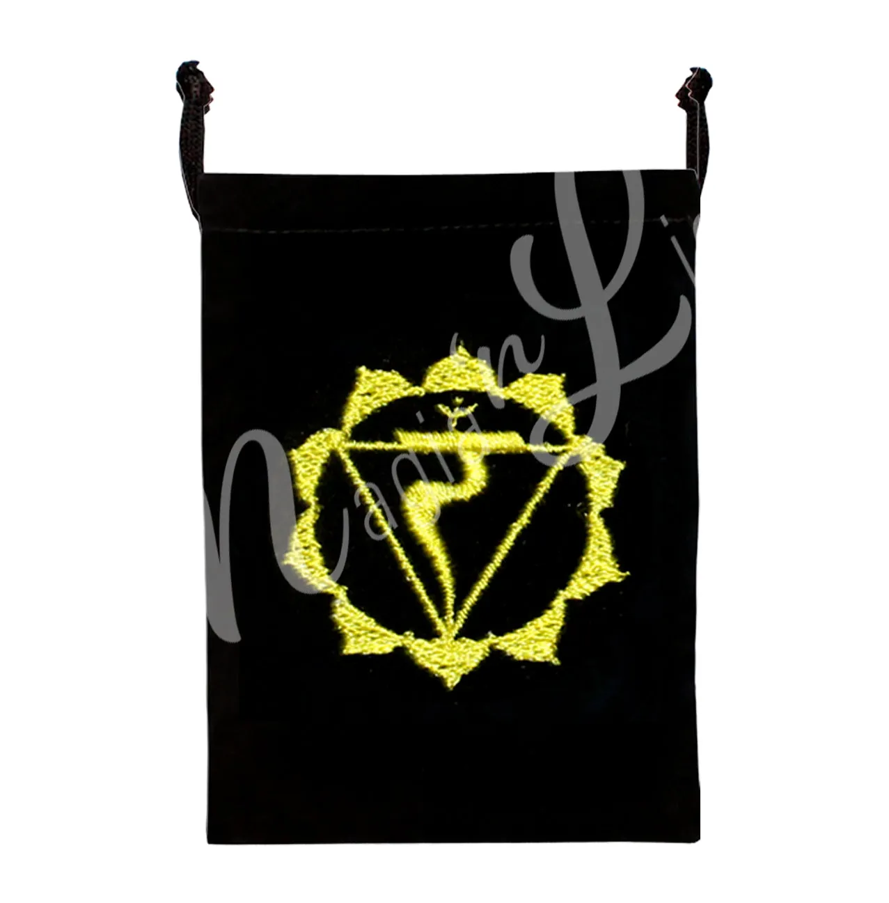 Pouch Black Velvet Chakra Embroidery 5 X 7″