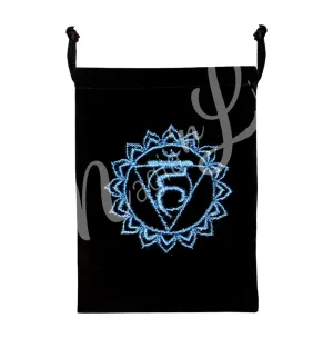 Pouch Black Velvet Chakra Embroidery 5 X 7″