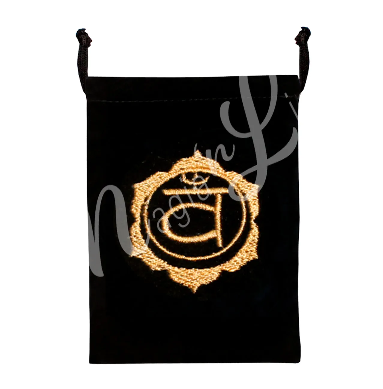 Pouch Black Velvet Chakra Embroidery 5 X 7″
