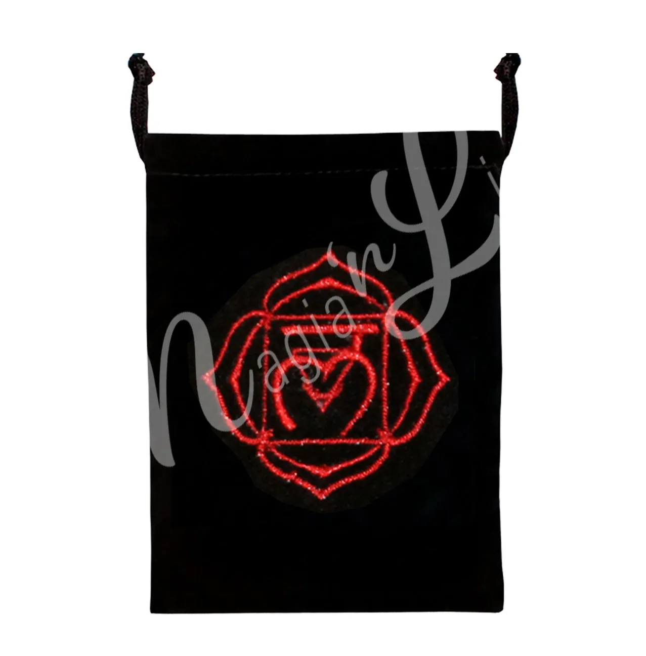 Pouch Black Velvet Chakra Embroidery 5 X 7″