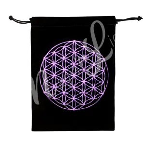 Pouch Black Velvet Flower of Life 5 X 7″