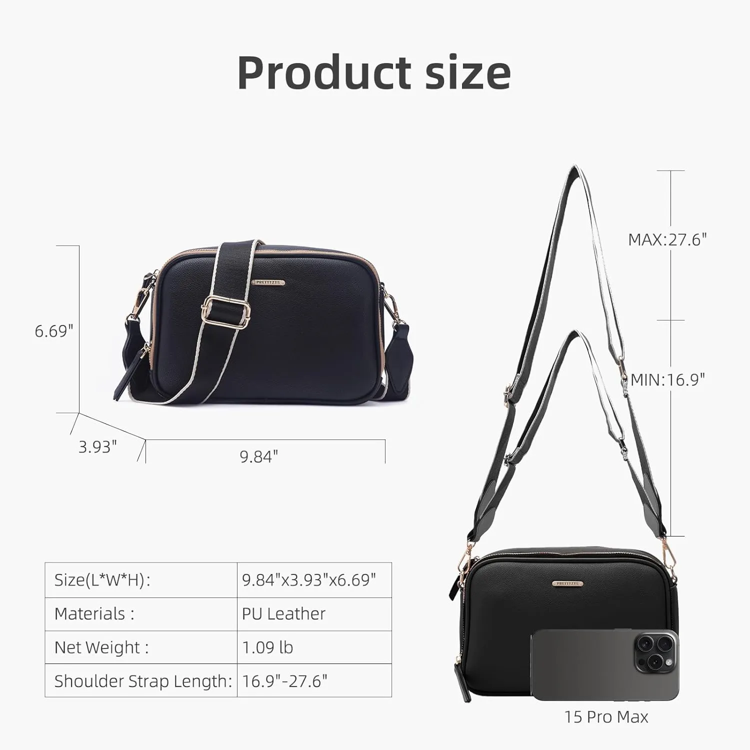 Prettyzys Crossbody Bags for Women, Medium Size Shoulder Handbags, Satchel Purse with Multi Zipper Pocket