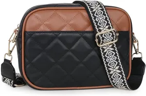 Prite Quilted Crossbody Bag for Women, Vegan Leather Handbag with Shoulder Strap, Small Purse with Card Slots