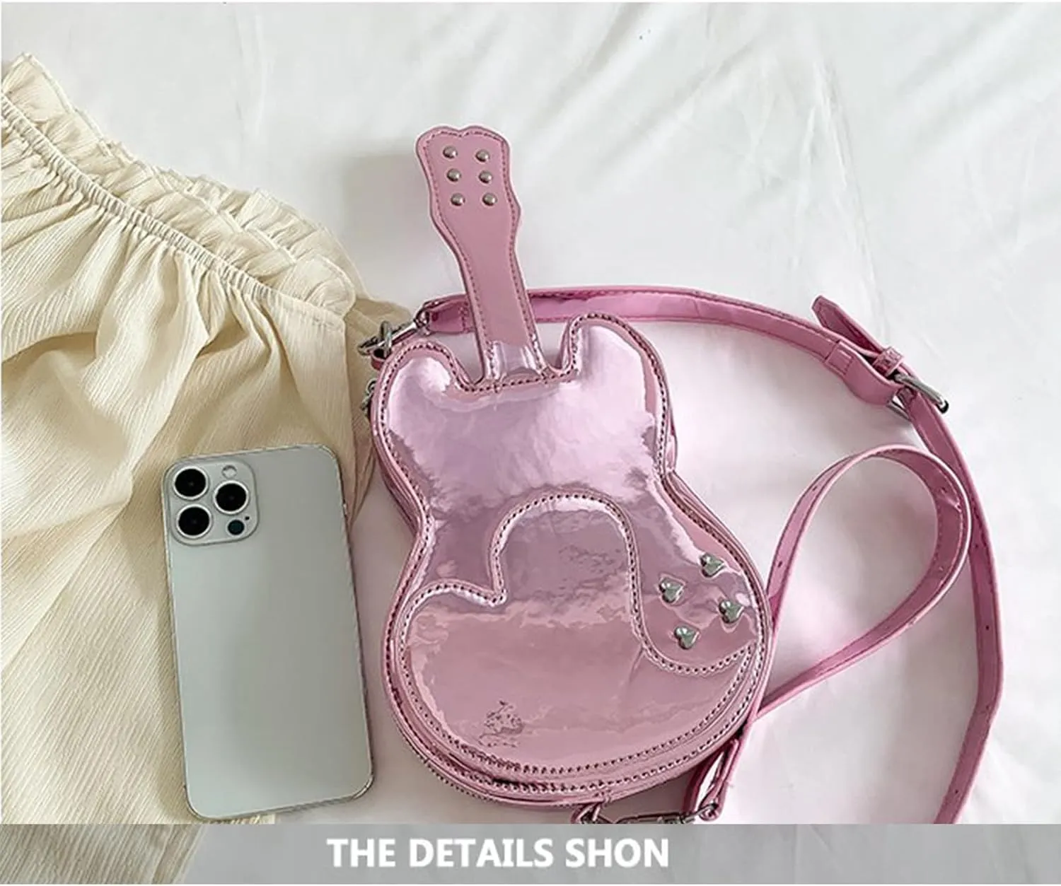 PU Leather Bags for Women Fashion Shoulder Bag Party Cute Funny Violin Crossbody Bag Solid Color Satchel Bag