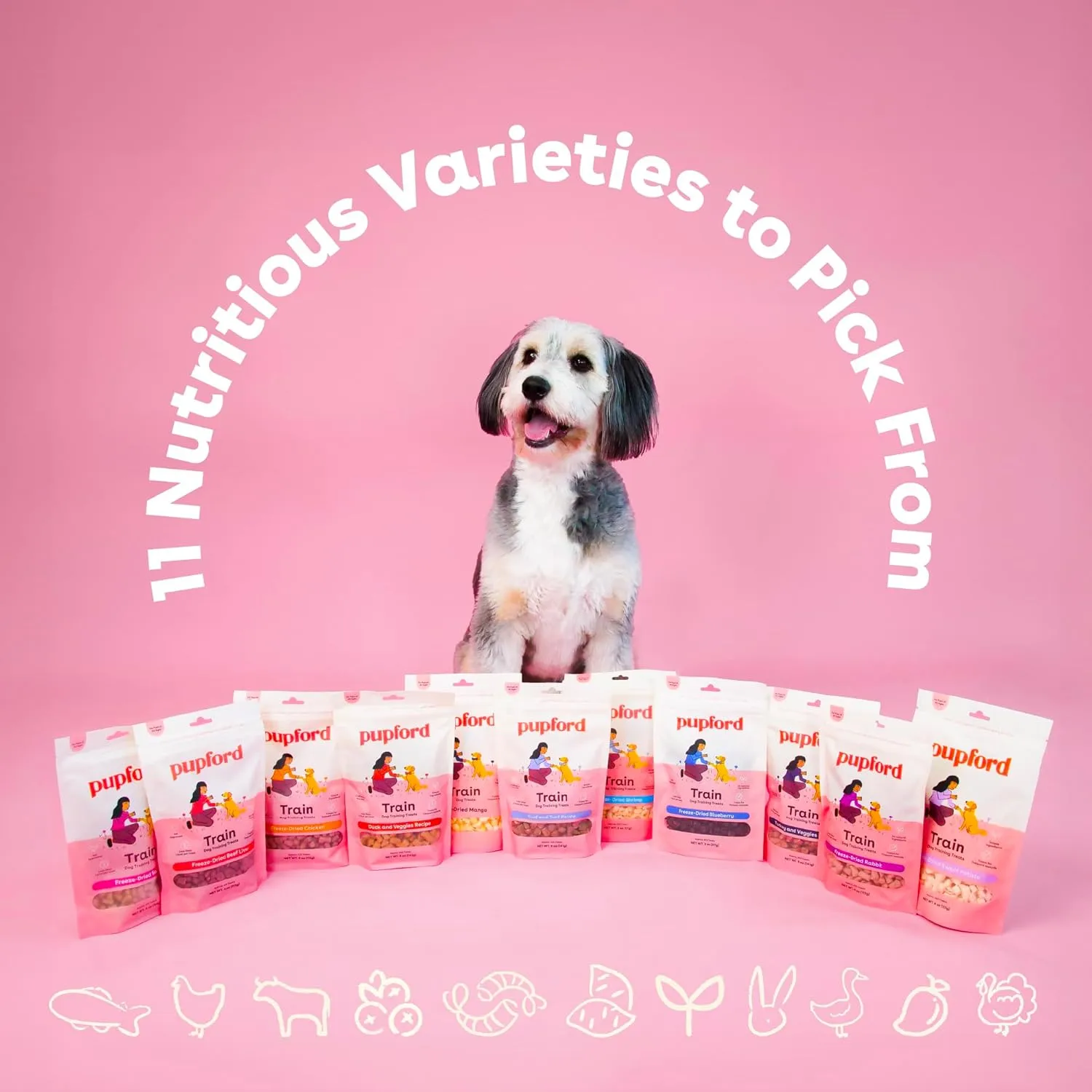 Pupford Freeze Dried Training Treats for Dogs & Puppies, 1400  Two Ingredient Bites (Chicken, 4 oz, 3 Pack)
