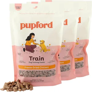 Pupford Freeze Dried Training Treats for Dogs & Puppies, 1400  Two Ingredient Bites (Chicken, 4 oz, 3 Pack)