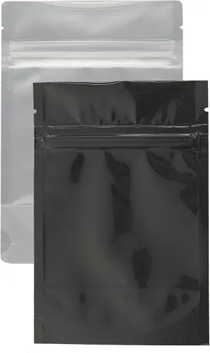Quarter Ounce Barrier Bags #5 White Mylar Clear Front Smell Proof Resealable Stand Up Pouches 7g 1/4 oz (100 Count) (Black/Clear)