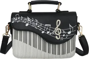 QZUnique Guitar/Violin/Piano Shoulder Bag Creative PU Leather Handbag Zipper Closure Crossbody Tote for Girls and Women